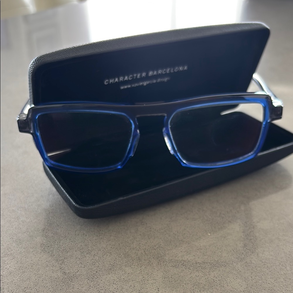 Blue and Black Rectangular Glasses